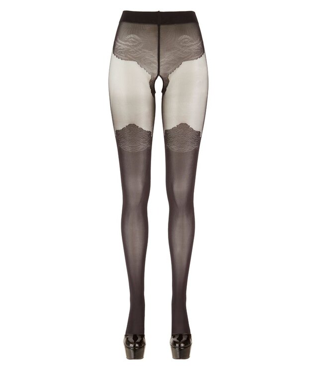 Cottelli Collection Panty Met Kousen Look - Zwart