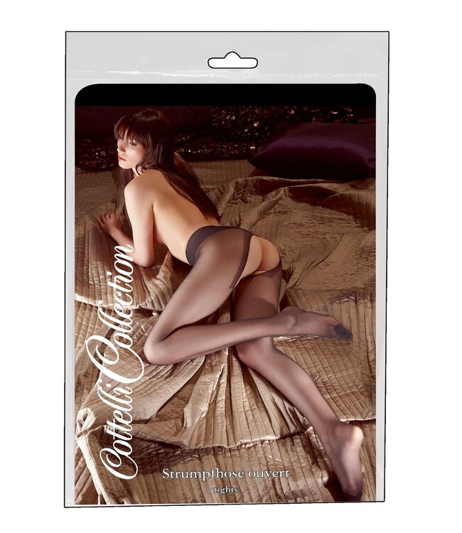 Cottelli Collection Zwarte Panty met open kruis