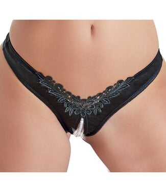 Cottelli Collection Cottelli Collection - Open Kruis String Met Parels - Zwart