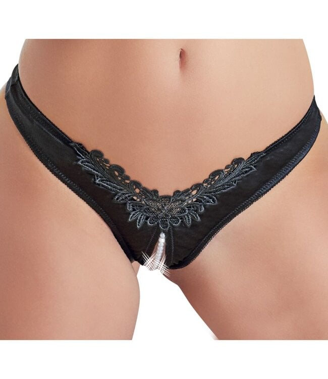 Cottelli Collection Cottelli Collection - Open Kruis String Met Parels - Zwart