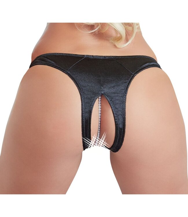 Cottelli Collection Cottelli Collection - Open Kruis String Met Parels - Zwart