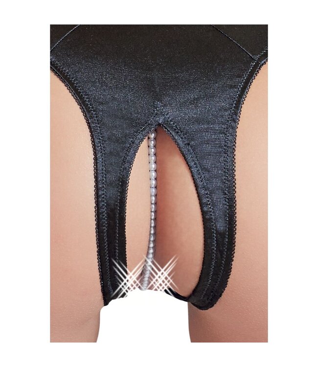 Cottelli Collection Cottelli Collection - Open Kruis String Met Parels - Zwart