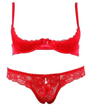 Cottelli Collection Verleidelijke Open Cup BH met Slipje