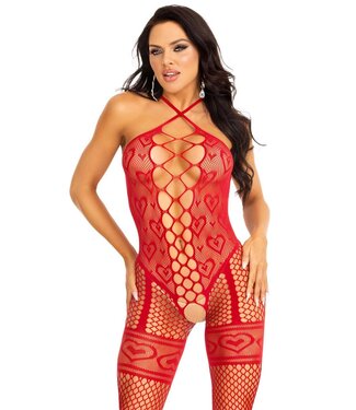 Leg Avenue Heart net halter bodystocking