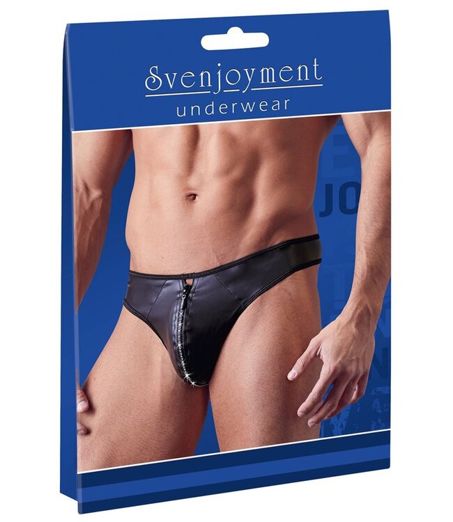 Svenjoyment Underwear Mannenstring Met Rits Met Strass-Steentjes