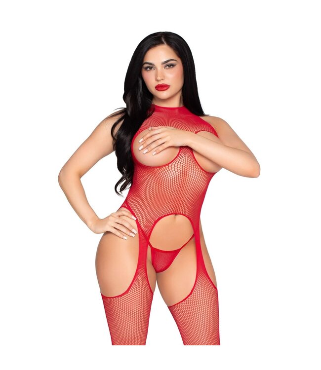 Leg Avenue Leg Avenue - Cupless Bodystocking Set - Rood