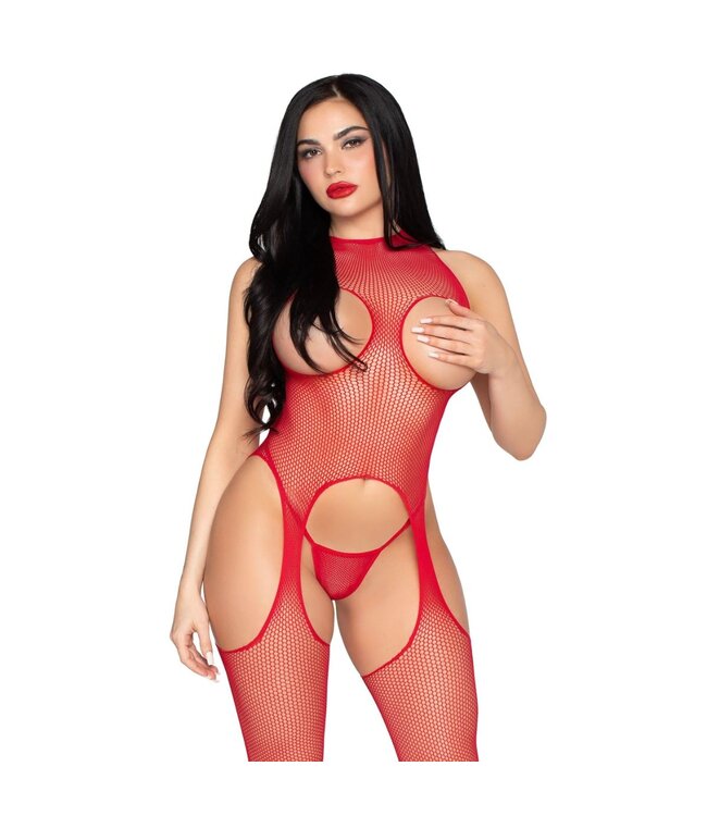 Leg Avenue Leg Avenue - Cupless Bodystocking Set - Rood