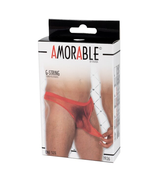 Rimba Amorable by Rimba - Doorzichtige string met tuit - One Size - Rood