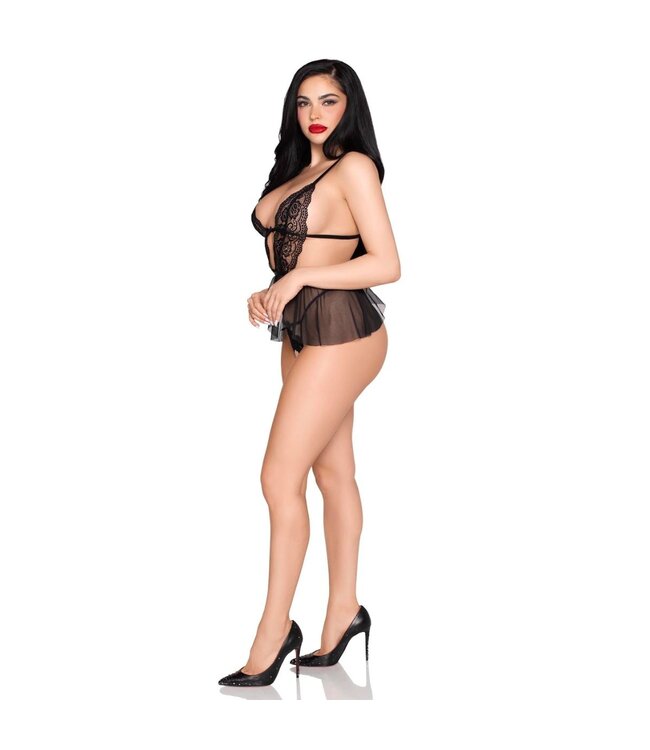Leg Avenue Leg Avenue - Babydoll and Crotchless Panty - Zwart
