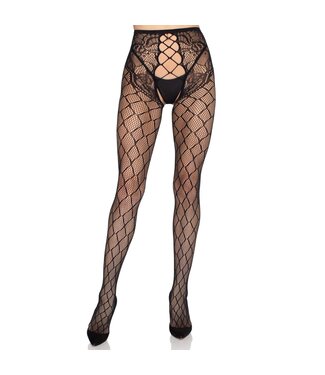Leg Avenue Leg Avenue - Netpanty Met Open Kruis - Zwart