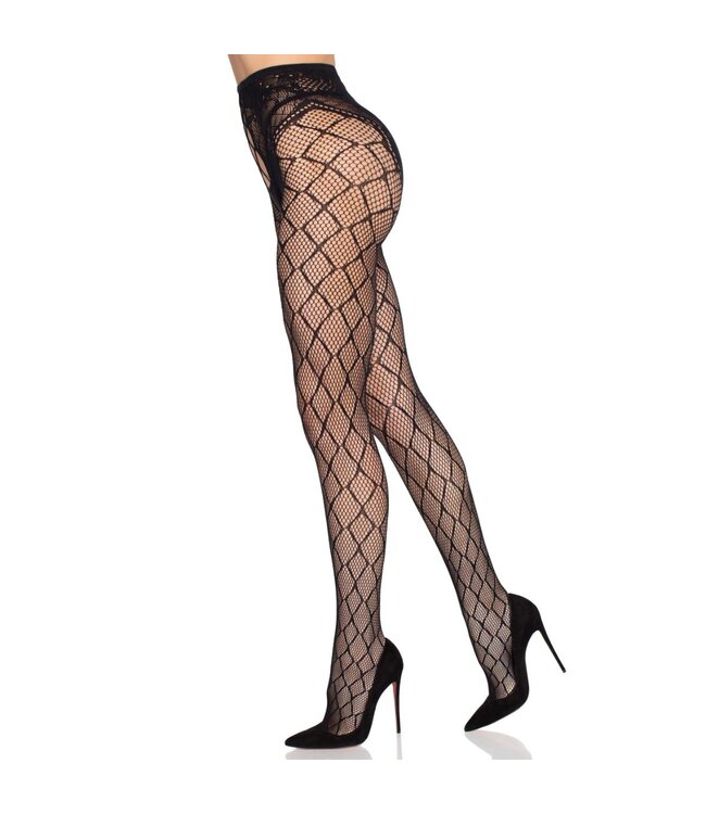 Leg Avenue Leg Avenue - Netpanty Met Open Kruis - Zwart