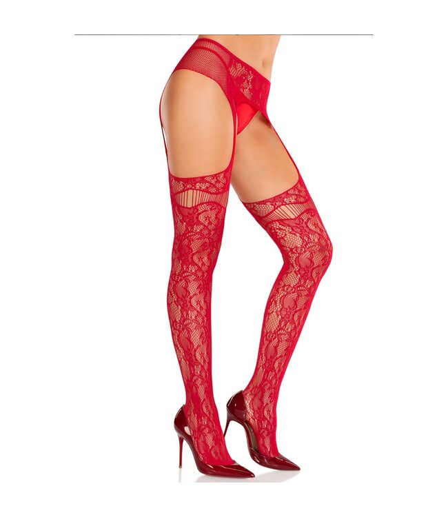 Leg Avenue Leg Avenue - Net Stockings Garter Belt - Rood