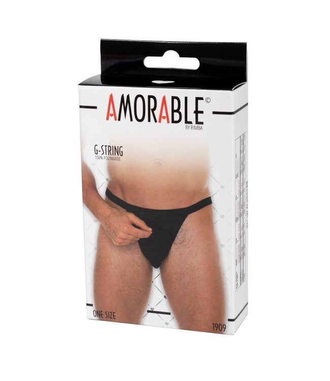 Rimba Amorable by Rimba - Doorzichtige string met ritssluiting - One Size - Zwart