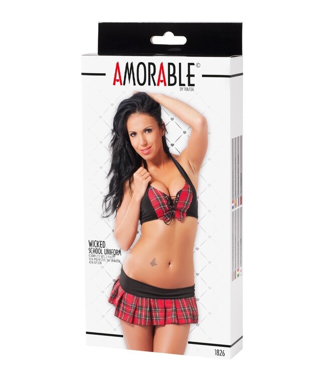 Rimba Amorable by Rimba - School Uniform (2 delig) - Zwart / Rood