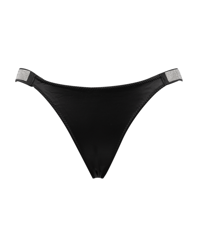 Rimba Amorable by Rimba - String met strass-steentjes (Love) - One-size - zwart, zilver