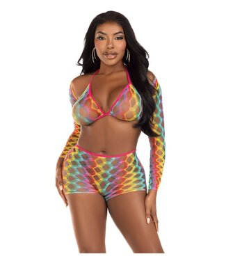 Leg Avenue Rainbow top, shrug & shorts
