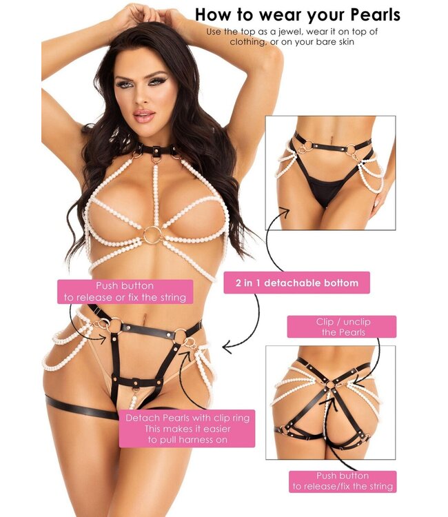 Kink Faux pearl halter harness