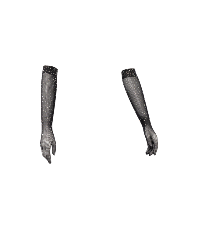 Rimba Amorable by Rimba - Handschoenen met strass-steentjes - One Size - Zwart