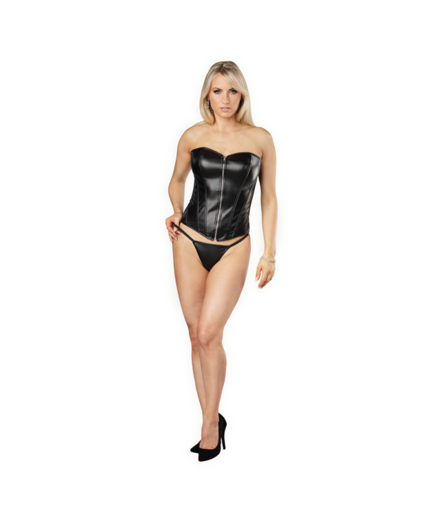 Rimba Amorable by Rimba - Korset met rits - Zwart, zilver