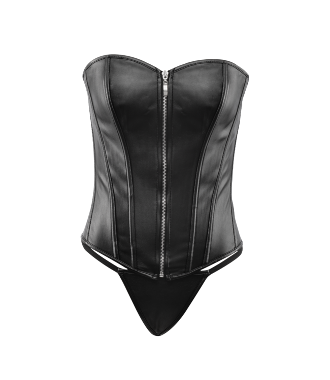 Rimba Amorable by Rimba - Korset met rits - Zwart, zilver