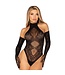 Leg Avenue Leg Avenue – Lace Halter Teddy & Gloves – Zwart