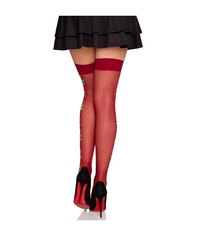 Leg Avenue Leg Avenue - Thigh Highs with Roses - Rood