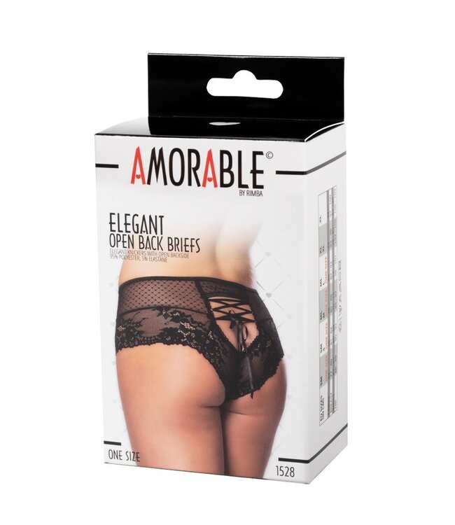 Rimba Amorable by Rimba - Slip met Open Achterkant - One Size - Zwart