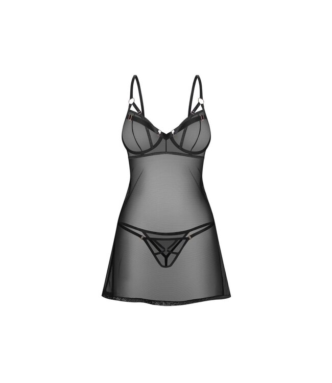 Obsessive Obsessive – Euridia Chemise & Tanga – Black