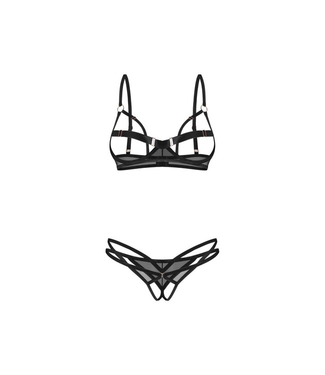 Obsessive Obsessive – Euridia 2-delige Crotchless Set – Zwart