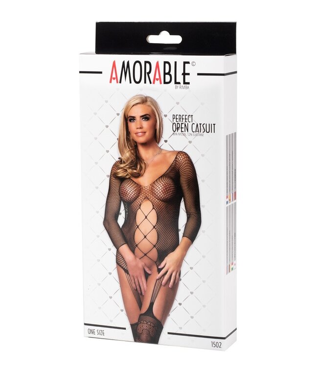 Rimba Amorable by Rimba - Open Catsuit - One Size - Zwart