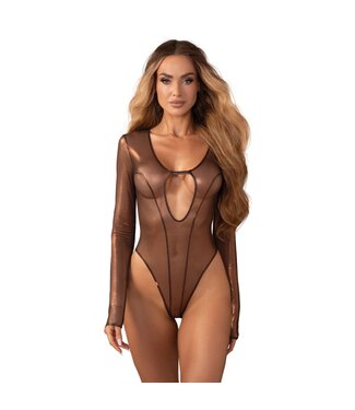 Obsessive Obsessive – Soranna Long-Sleeved Crotchless Teddy – Brown