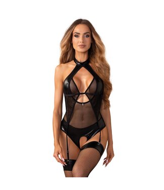 Obsessive Obsessive – Dominna Crotchless Teddy – Black