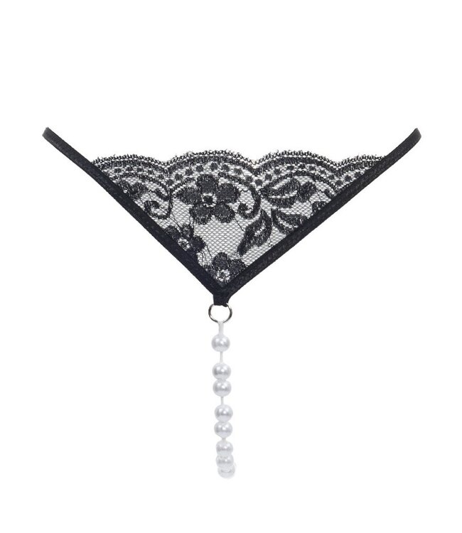 Rimba Amorable by Rimba - G-string met parels - One Size - Zwart