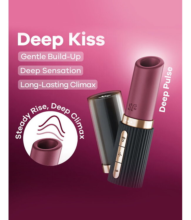 Rimba Satisfyer - Deep Kiss - 3D Air Pulse Lipstick Vibrator - Zwart