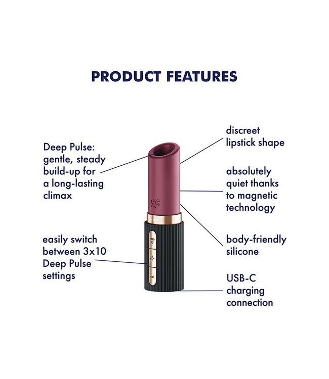 Rimba Satisfyer - Deep Kiss - 3D Air Pulse Lipstick Vibrator - Zwart