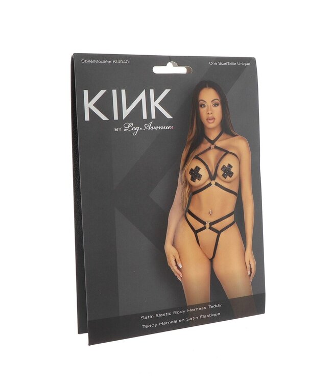 Kink Satin elastic harness teddy