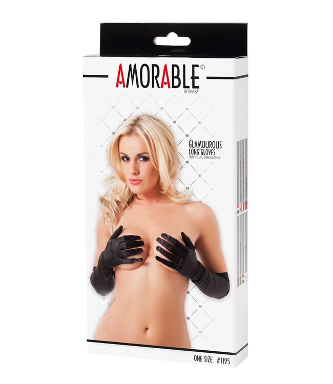 Rimba Amorable by Rimba - Lange Handschoenen - One Size - Zwart