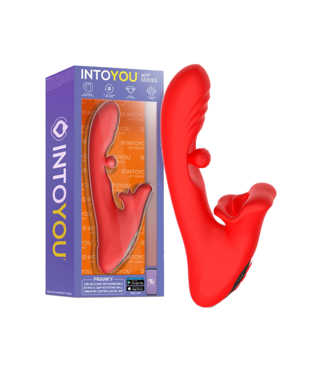 Rimba IY - Franky - Bijtende en roterende balvibrator met app-bediening - Rood