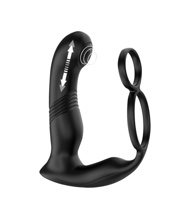 Rimba IY - Astex - Stotende & kloppende prostaatmassager met afstandsbediening - Zwart