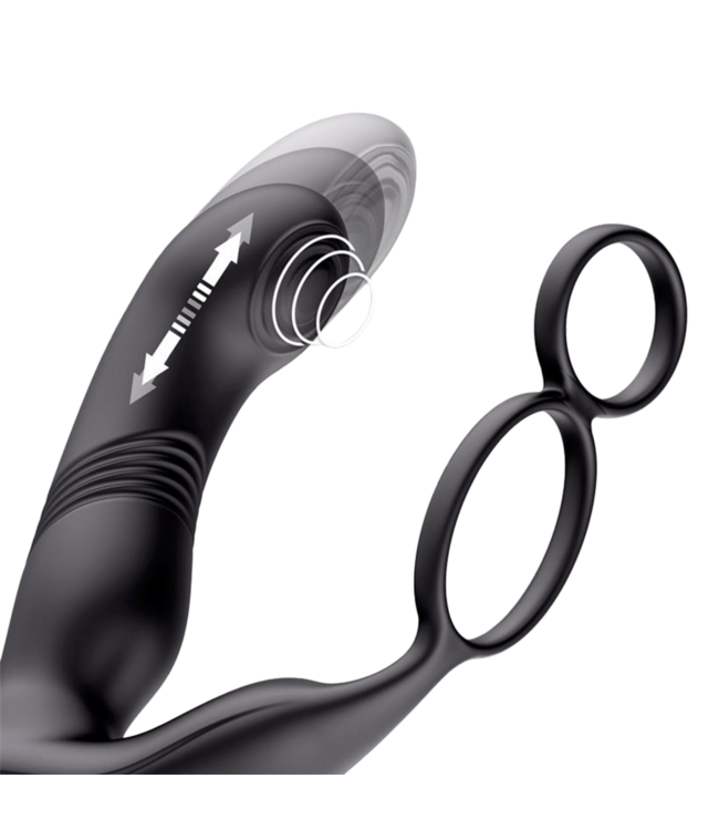 Rimba IY - Astex - Stotende & kloppende prostaatmassager met afstandsbediening - Zwart