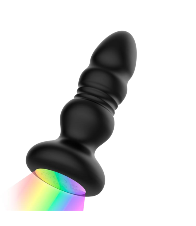 Rimba IY - Krax - Buttplug met vibratie, stootbeweging, LED-licht en afstandsbediening - Zwart