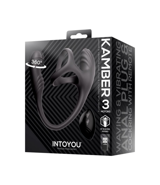 Rimba IY - Kamber - Golvende vibrerende anale plug en cockring met afstandsbediening - Zwart