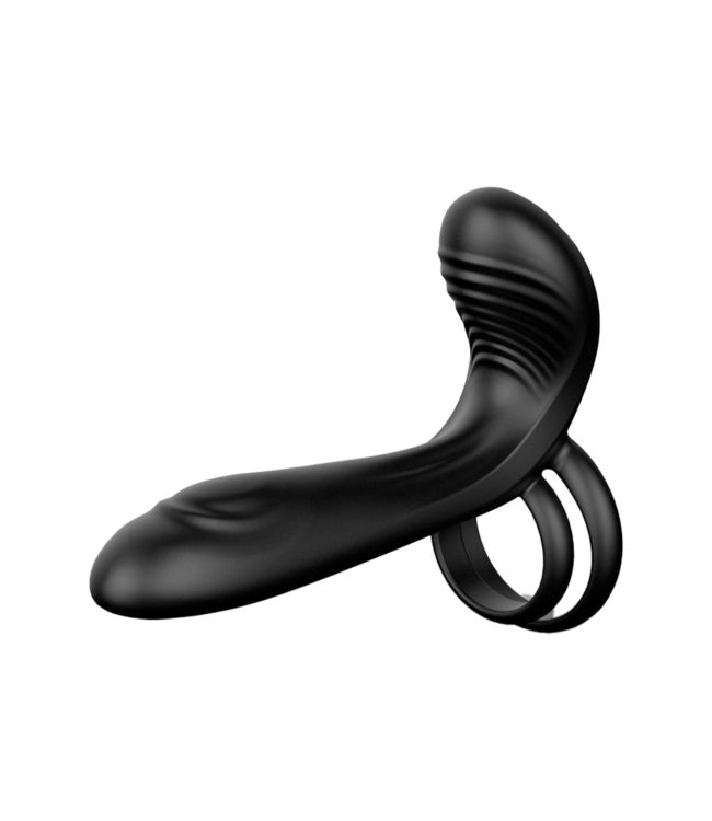 Rimba IY - Synkox - Girth Gainer Vibrerende Dubbele Penisring met Afstandsbediening - Zwart