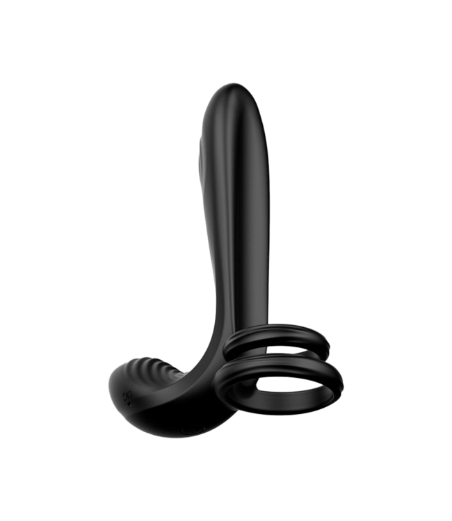 Rimba IY - Synkox - Girth Gainer Vibrerende Dubbele Penisring met Afstandsbediening - Zwart