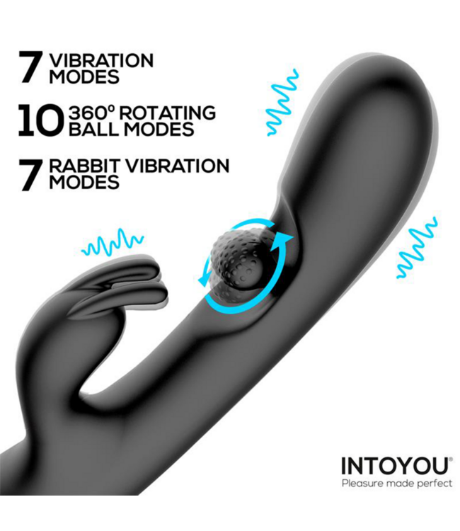 Rimba IY - Patty - Rabbit Vibrator met roterende bal - Zwart