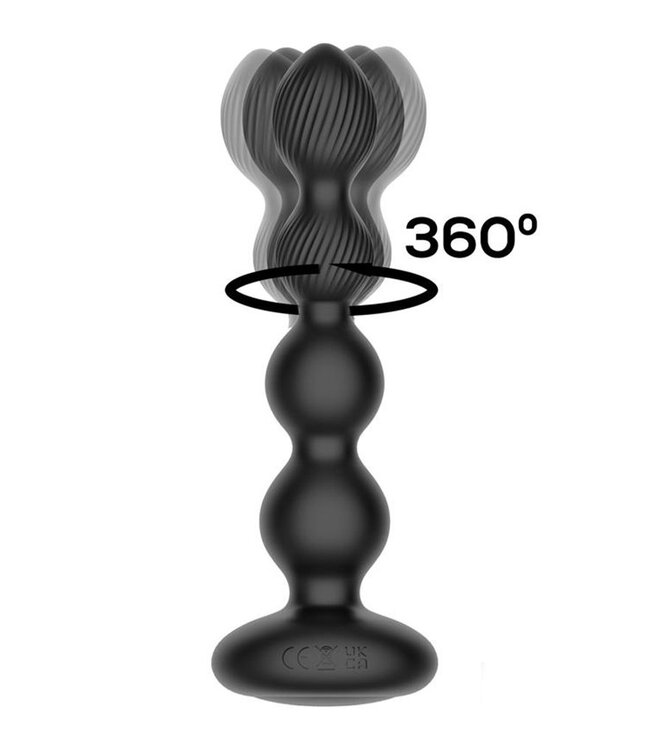 Rimba IY - Mouve - Buttplug met golven en vibratie met afstandsbediening, 2 motoren - Zwart