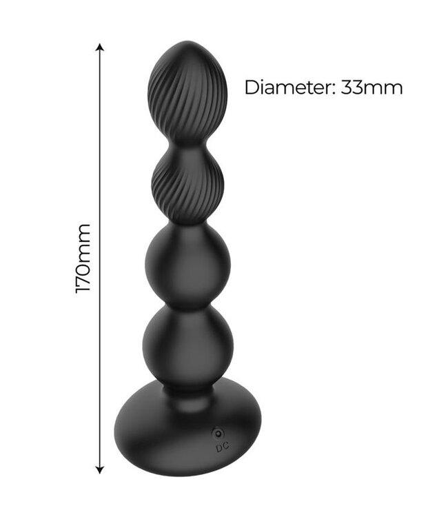Rimba IY - Mouve - Buttplug met golven en vibratie met afstandsbediening, 2 motoren - Zwart