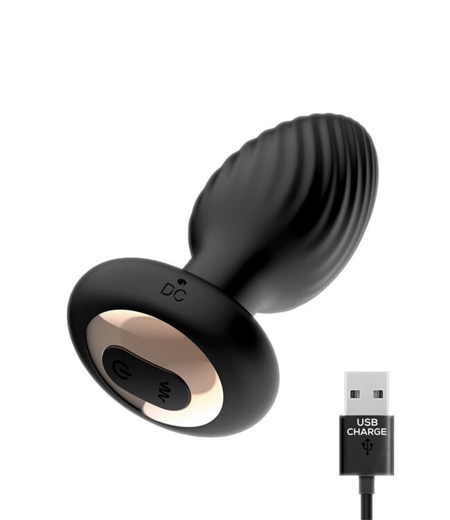 Rimba IY - Drago - Buttplug Vibratie, 360° Twister Beweging met Afstandsbediening - Zwart