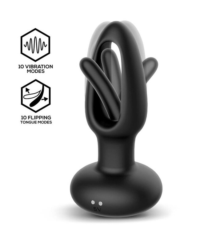 Rimba IY - Sasha - Vibrerende plug met bewegende tong en afstandsbediening - Zwart
