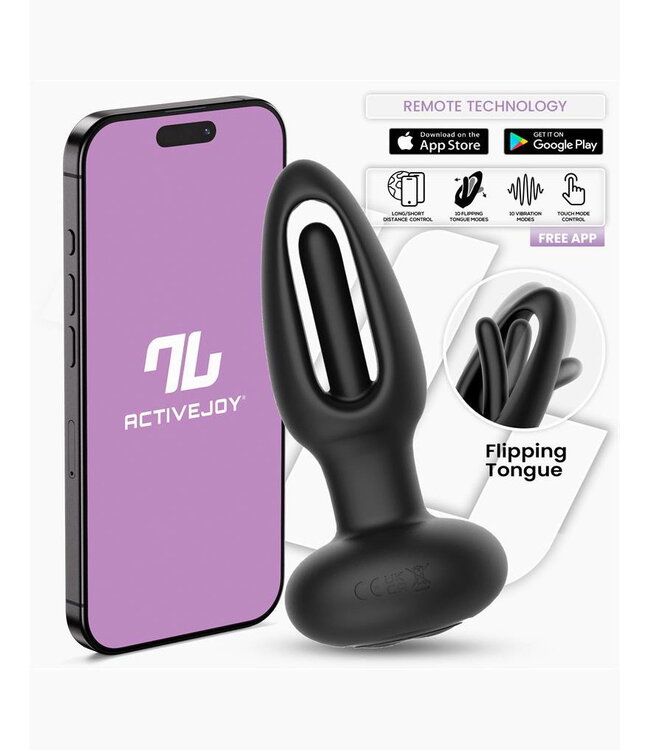 Rimba IY - Zack - Anale plug met bewegende tong (met app-bediening) - Zwart